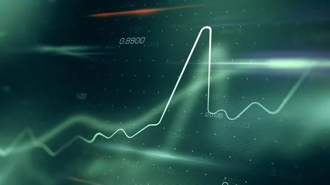 Stock exchange trading chart shows data trends and changes over time in a Ilustração Stock
