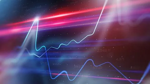 Stock exchange trading chart shows price changes and trends over time Stock Illustration