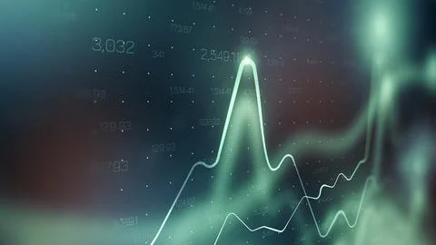 Stock exchange trading graph shows market changes and data over time during Stock Illustration