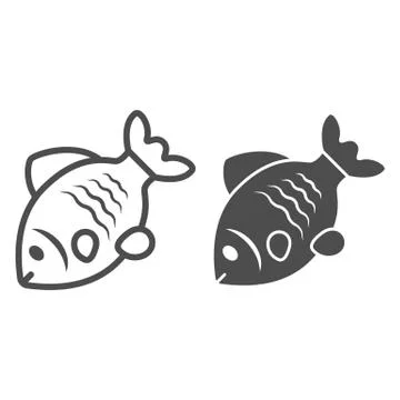 Stock fish line and solid icon, Oktoberfest concept, Oktoberfest German festival Stock Illustration