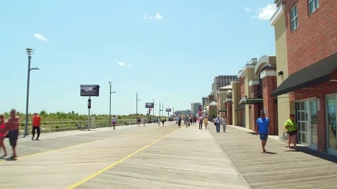 Stock footage boardwalk Atlantic City motion video Stock Footage