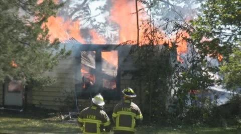 Stock Footage - Emergency Scene - Intense fire - Firefighters in action Stock Footage