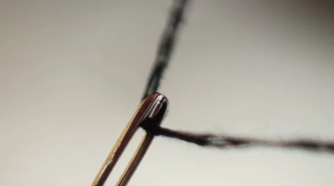 Stock Footage Insert Threading to Needles Eye Macro Stock Footage 40513301
