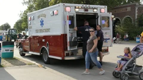 Stock Footage - Iowa State Fair - HD1080p - Ambulance - Des Moines Stock Footage