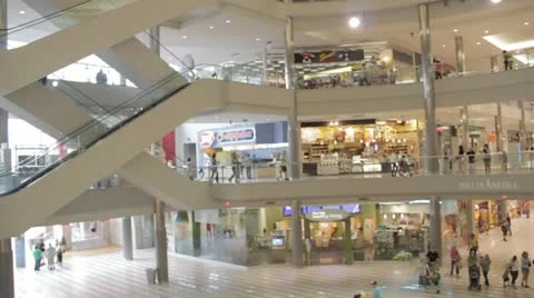 Walking up to inside mall entrance to No, Stock Video