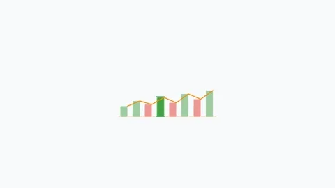 Stock Going Up flat design finance icon in orange color seamless loop Stock Footage 342622258