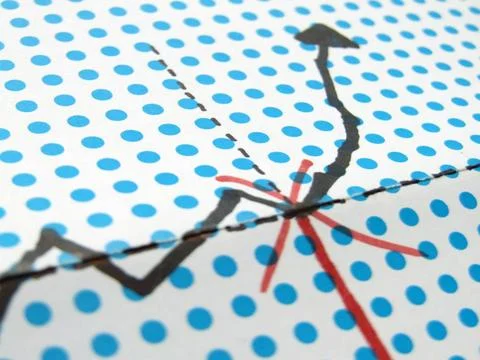 Stock graph drawing graph drawing on dotted background ,model released, Sy... 스톡 사진