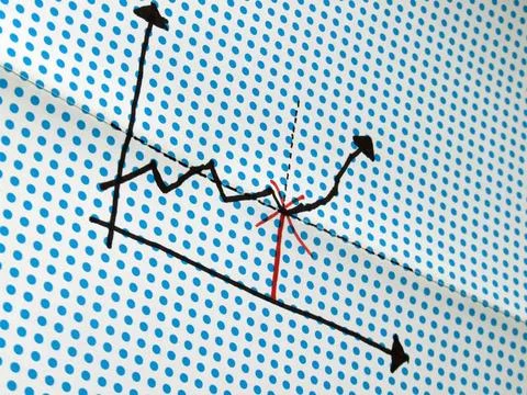 Stock graph drawing graph drawing on dotted background ,model released, Sy... 스톡 사진