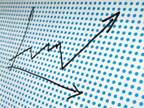 Stock graph drawing graph drawing on dotted background ,model released, Sy... 스톡 사진