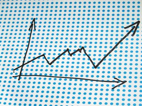 Stock graph drawing graph drawing on dotted background ,model released, Sy... 스톡 사진