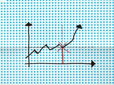 Stock graph drawing graph drawing on dotted background ,model released, Sy... 스톡 사진