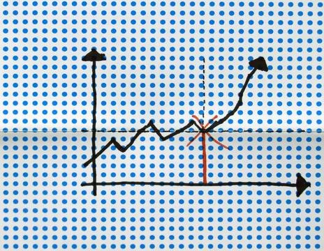Stock graph drawing graph drawing on dotted background ,model released, Sy... 스톡 사진