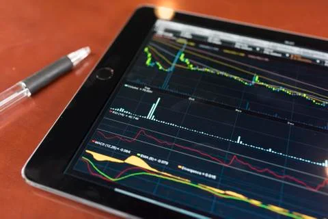 Stock graph with tablet Stock Photos