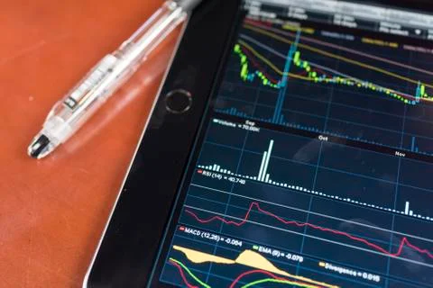 Stock graph with tablet Stock Photos
