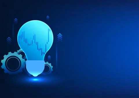 Stock graph technology abstract background inside light bulb with cogs at t.. 스톡 일러스트