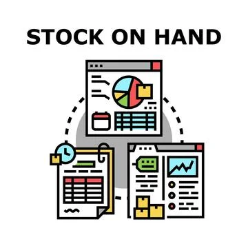 Stock on hand inventory management system process Stock Illustration