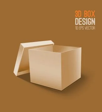 Stock illustration. 3d model of open box. Stock Illustration