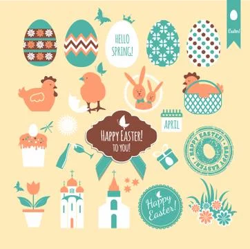 Stock illustration Easter spring background icons print Ilustración de archivo