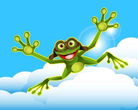 Stock Illustration Frog in the Clouds Stock Illustration