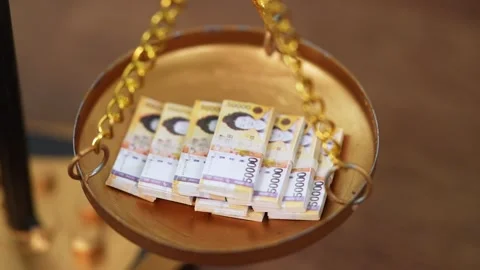 Stock image featuring scales and money Stock Footage 321931445