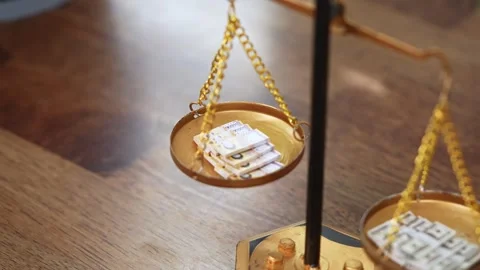 Stock image featuring scales and money Stock Footage 321933494