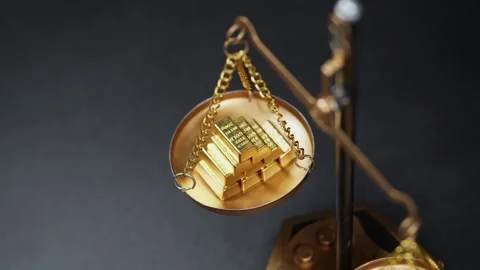 Stock image featuring scales and money Stock Footage 321982823