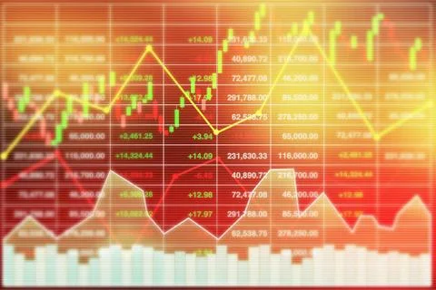 Stock index data analysis of illustration business presentation. Illustrazione stock