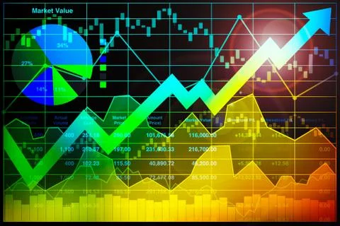 Stock index data analysis of illustration business presentation. Stock Illustration