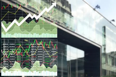 Stock index data analysis shown the success of promotional sale for discount Stock Photos