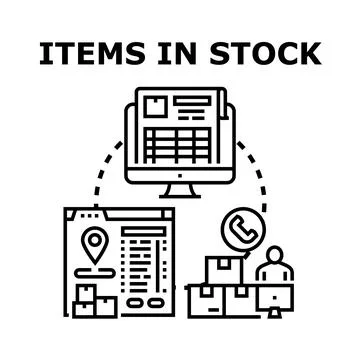 Stock inventory management system tracking products concept Stock Illustration