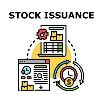 Stock issuance process creating financial equity and market investment Stock Illustration