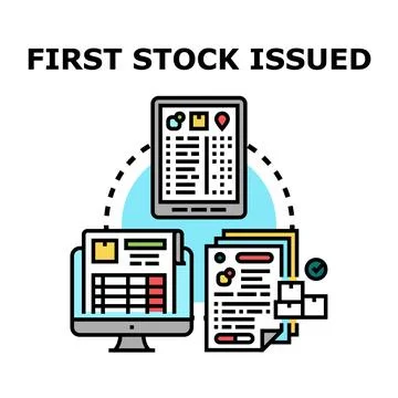 Stock issued transaction processing with digital documents Stock Illustration