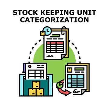 Stock keeping unit categorization process for inventory management Stock Illustration