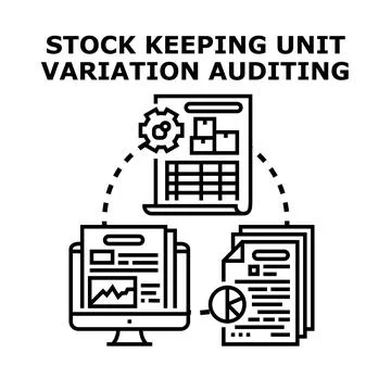 Stock keeping unit variation auditing process flow Stockillustratie