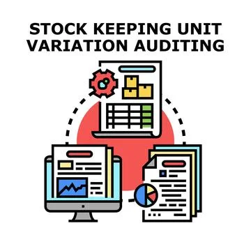 Stock keeping unit variation auditing process flow Stock Illustration
