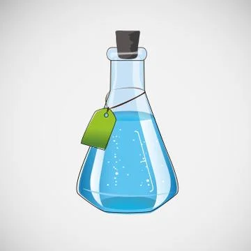 Stock laboratory flask on a light background Illustrazione stock