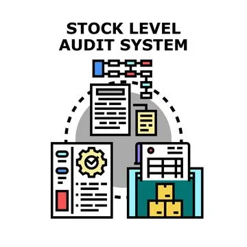 Stock level audit system for efficient business management Stock Illustration