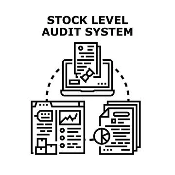 Stock level audit system optimizing inventory management Stock Illustration