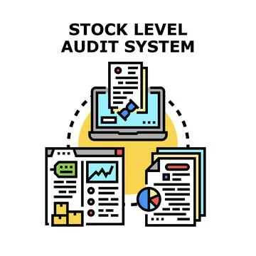 Stock level audit system optimizing inventory management Stock Illustration
