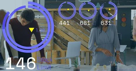 Stock limit data image over business people working in modern office Stock Photos