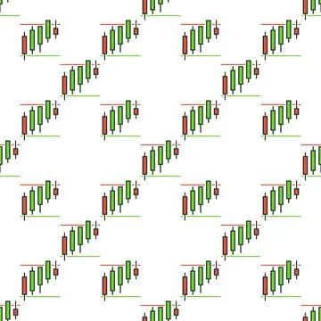 Stock Market Candlestick Chart vector Candle Graph in Range colored seamles.. Illustrazione stock