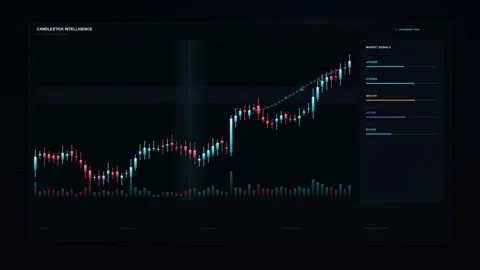 Stock market candlestick intelligence chart showing bullish upward trend and Stock Footage 344829933