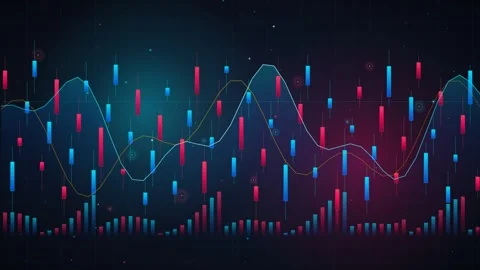 Stock Market Candlestick Loop - Fluctuating Forex Trading Data Backdrop Stock Footage 341787581