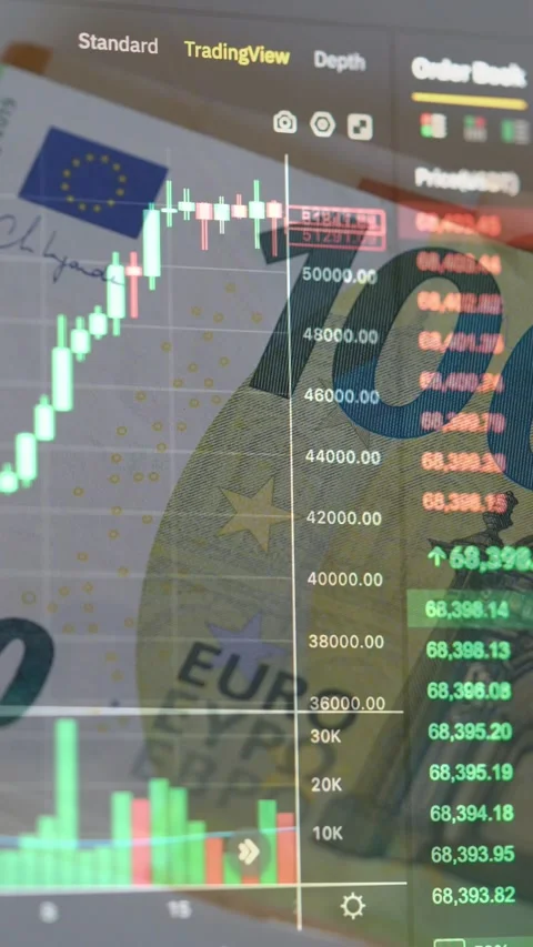 Stock market chart with candlesticks on the background of US dollar bills. Stock Footage 312122133