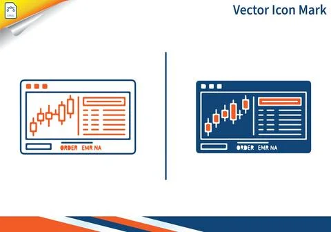 Stock market chart on computer screen icon. Ilustración de archivo