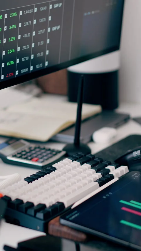 Stock Market Chart Data Visualization Tablet Stock Footage 331720203