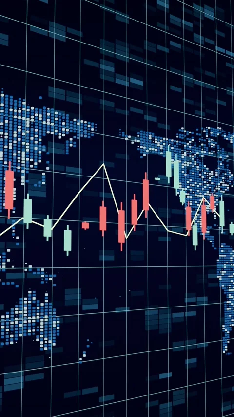 Stock market chart on digital background - Vertical video Vidéo 332443592
