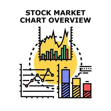 Stock market chart overview analyzing financial data Stock Illustration