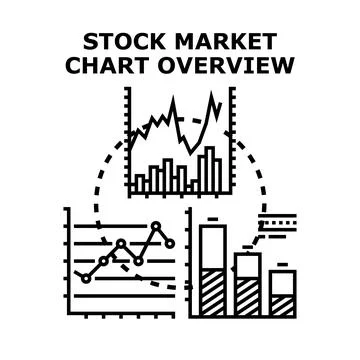 Stock market chart overview analyzing financial data Stock Illustration