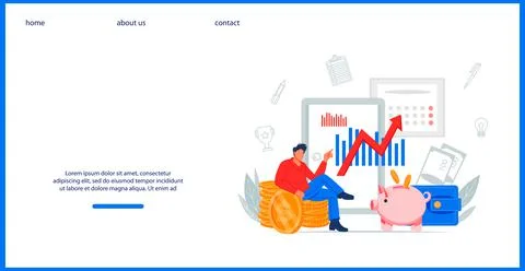 Stock market data analysis and financial research web banner template. Stock Illustration